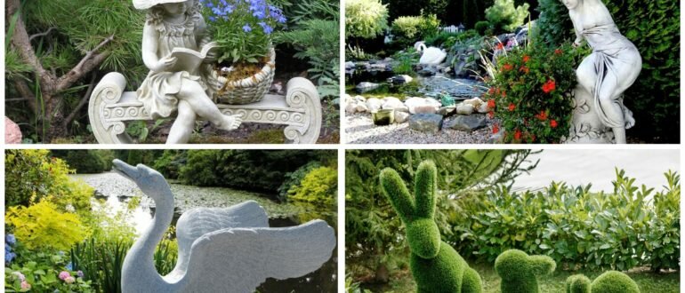изображение скульптур в саду